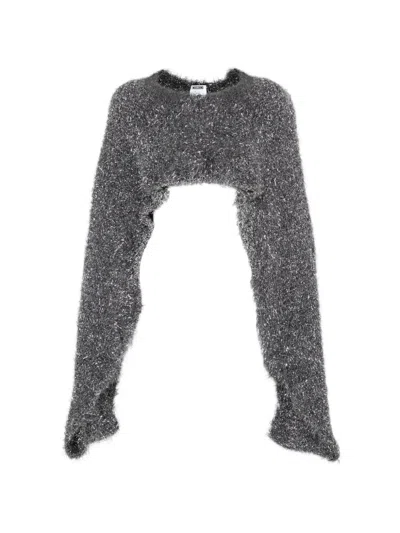 Moschino Metallic Crop Top In Gray