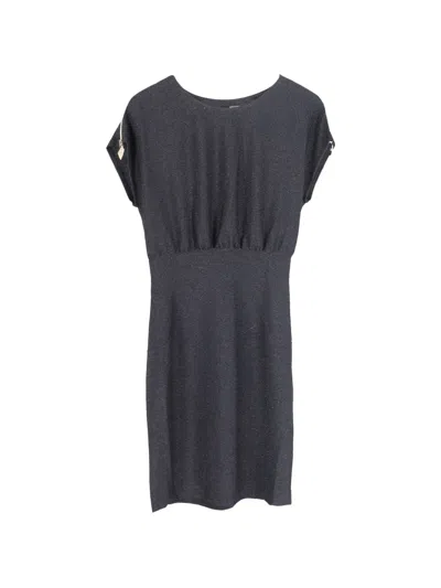 Pre-owned Moschino Metallic Glitter Mini Dress In Gray