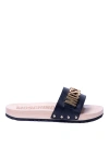 MOSCHINO METALLIC LETTERS SANDALS