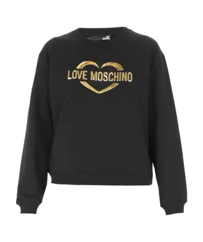 Moschino Metallic-logo Sweatshirt In Black