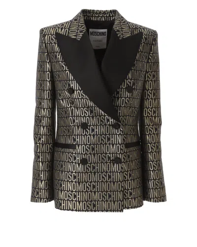 Moschino Metallic Logo-print Blazer In Multi