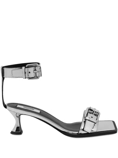Moschino Metallic Sandals In Silver