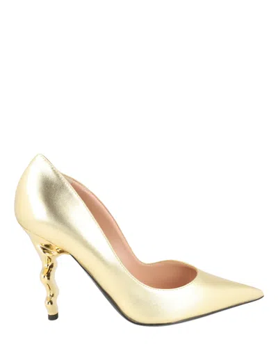 Moschino Metallic Sculpted-heel Pumps In Gold