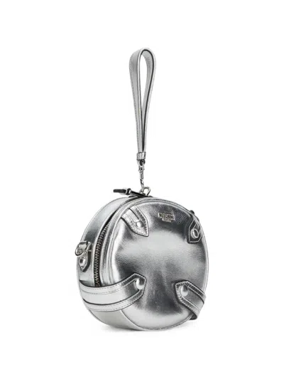 Moschino Metallic-effect Shoulder Bag In Silver