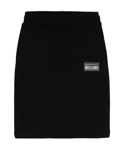 Moschino Mid-rise Cotton Skirt In Black
