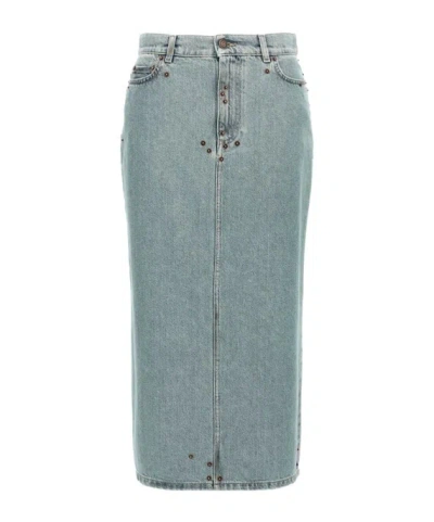 Moschino Mid-rise Denim Skirt In Blue