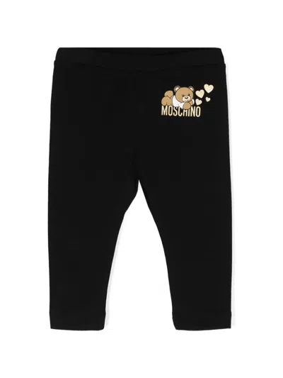 Moschino Babies' Mid-rise Jersey Leggings In Black