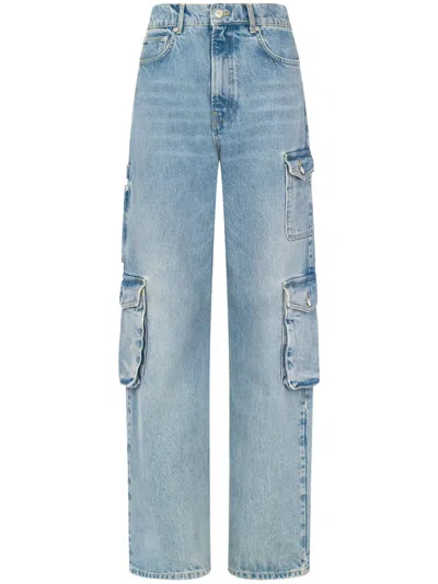 Moschino Cargo Pants With Vintage Light Wash In Blue