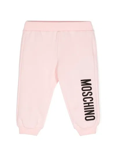 Moschino Babies' Logo-print Cotton Track Pants In Pink