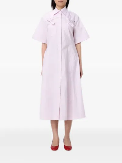 Moschino Midi Bow-detail Shirt Dress In Pink