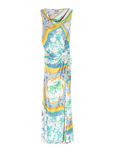 Moschino Midi Dress Foulard Printing In Multi