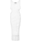 Moschino Open Back Midi Dress With Layered Ribbed Texture In White