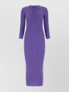 MOSCHINO MIDI LENGTH RIBBED WOOL DRESS WITH 3/4 SLEEVES