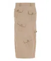Moschino Military Twist Midi Skirt In Beige