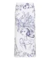 Moschino Maxi Skirt With Whimsical Floral Character Illustration In White