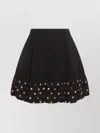 Moschino Polka Dots Wool Blend Diagonal Miniskirt In Black