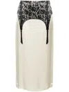 Moschino Illusion Lace Print Midi Skirt In Nude & Neutrals