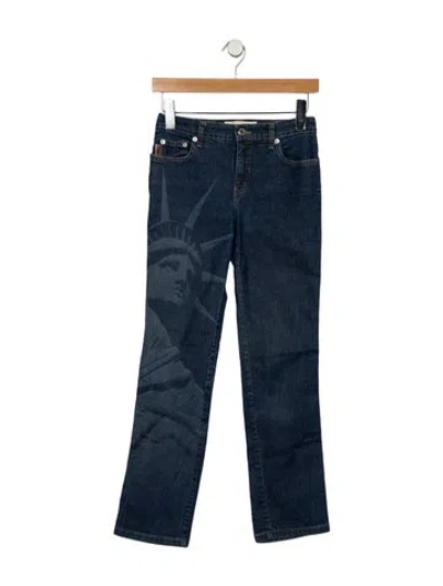 Pre-owned Moschino Mid-rise Straight Leg Jeans In Blue