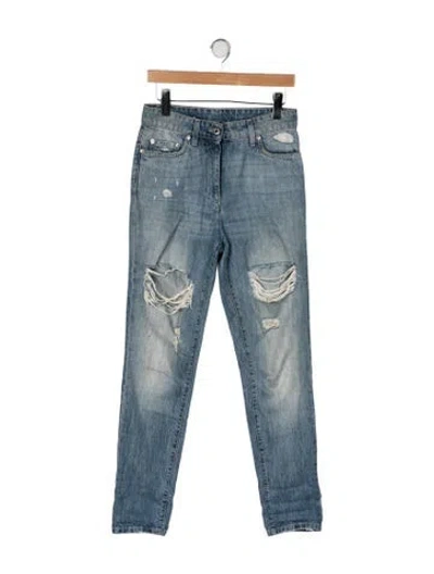 Pre-owned Moschino Mid-rise Straight Leg Jeans In Blue
