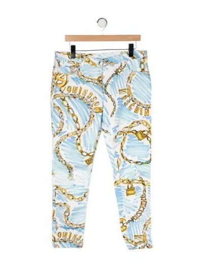 Pre-owned Moschino Mid-rise Straight Leg Jeans In Multi