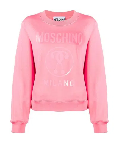 Moschino Milano Logo Printed Sweater In Pink