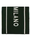 Moschino Milano-logo Scarf In Green
