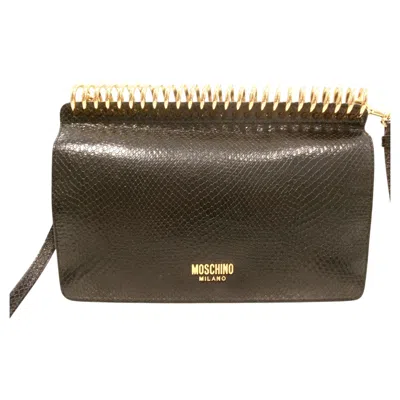 Pre-owned Moschino Milano Snake Embossed Black Shoulder Bag