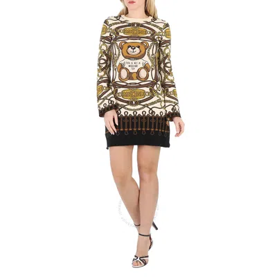 Moschino Military Teddy Jacquard Knit Dress In Multi