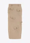 Moschino Wool And Cotton Blend High-waisted Skirt In Beige