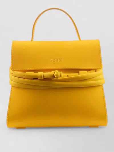 Moschino Mini Bag Structured Shape Top Handle In Yellow