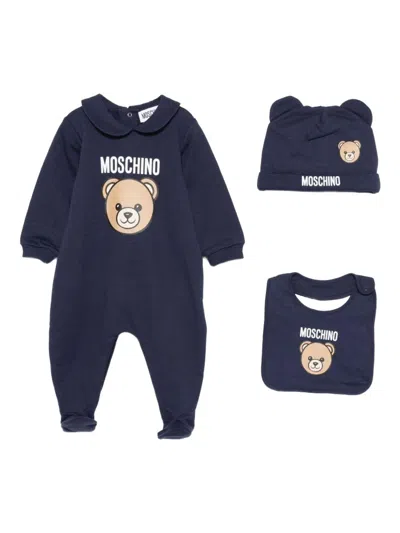 Moschino Mini Bodysuit Hat And Gag Set In Blue