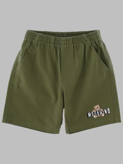 Moschino Mini Boy's Trendy Shorts For Ss26 In Green