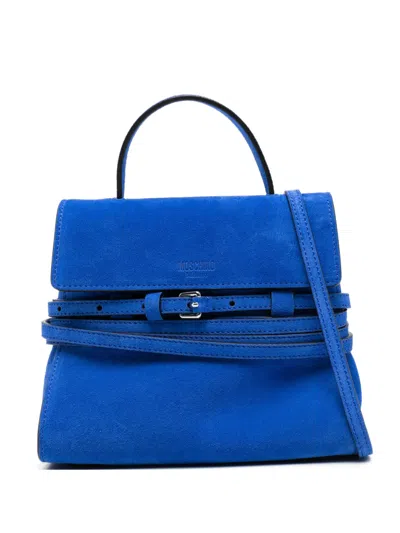 Moschino Mini Buckle-strap Tote Bag In Blue