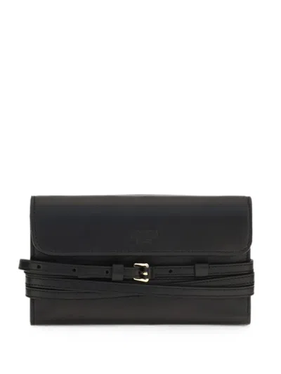 Moschino Mini Buckle-detail Leather Shoulder Bag In Black