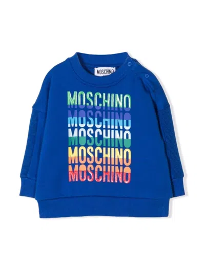 Moschino Mini Cotton Logo Sweatshirt In Blue