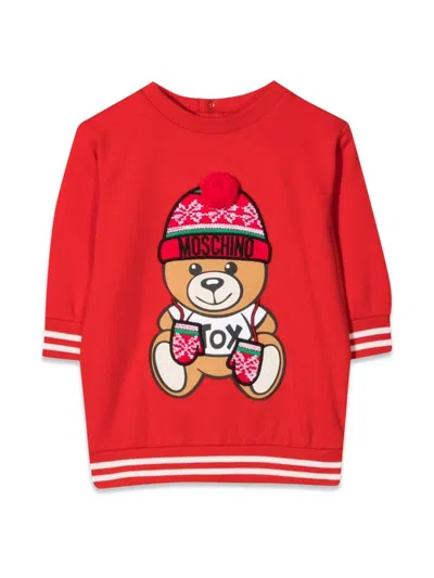 Moschino Mini Cotton Teddy Suit For Girls In Red