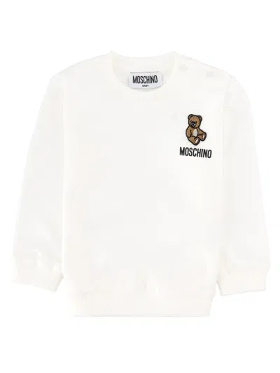 Moschino Mini Cozy Cotton Sweatshirt In White