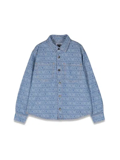 Moschino Mini Denim Dream Shirt For Girls In Blue