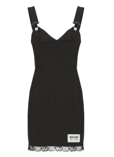 Moschino Mini Dress With Braces In Black