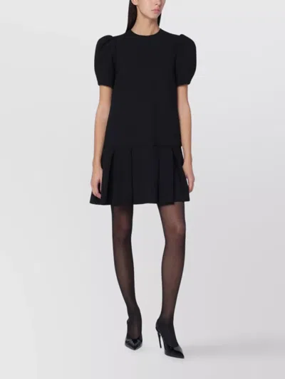 MOSCHINO MINI DRESS WITH PLEATS AND PUFF SLEEVES