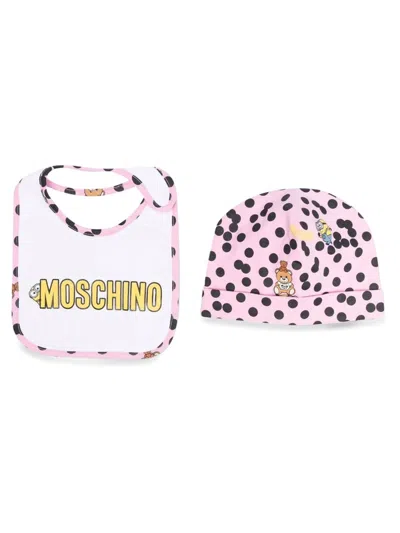 Moschino Mini Fashion Cap Set For Baby Girls In Pink