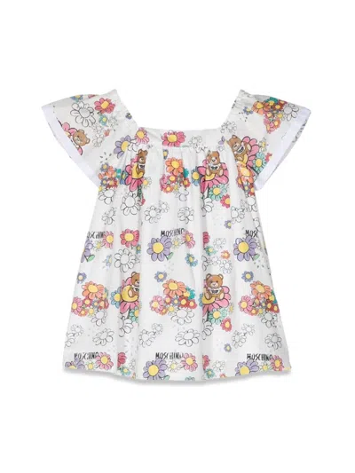 Moschino Mini Floral Toy Dress For Girls In White