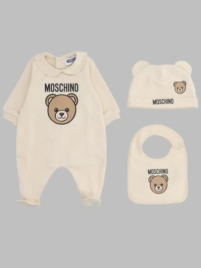 Moschino Mini Gift Set For Babies - Bib And Hat In Sand