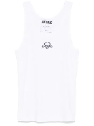 Moschino Mini Laurel Crown Tank Top In White
