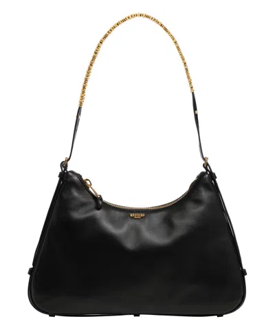 Moschino Mini Lettering Hobo Bag In Black