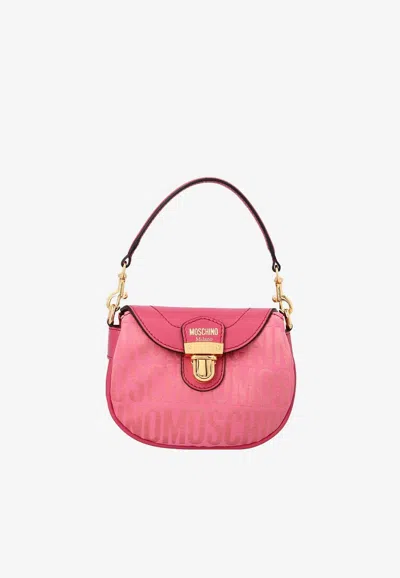 Moschino Mini Logo Jacquard Shoulder Bag In Pink