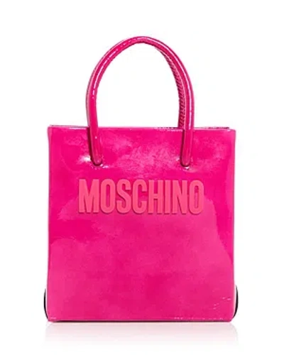 Moschino Mini Logo Leather Shoulder Bag In Violet/pink