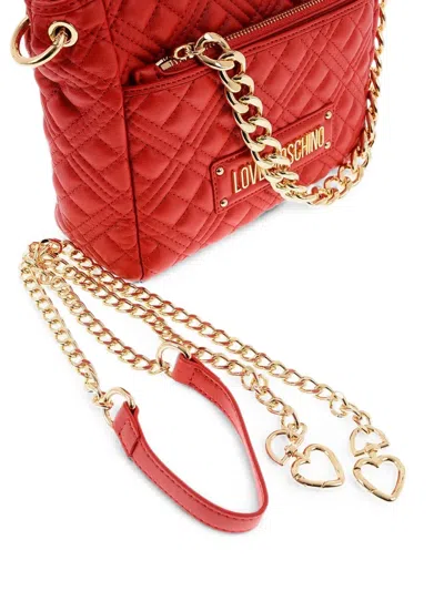 Moschino Mini Love Quilted Logo-plaque Tote Bag In Red