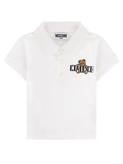 Moschino Mini Polo Shirt For Baby Boys In White