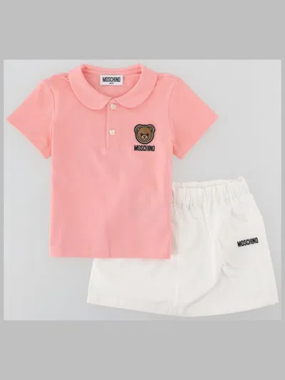 Moschino Mini Polo-shirt And Skirt Set For Girls In Purple